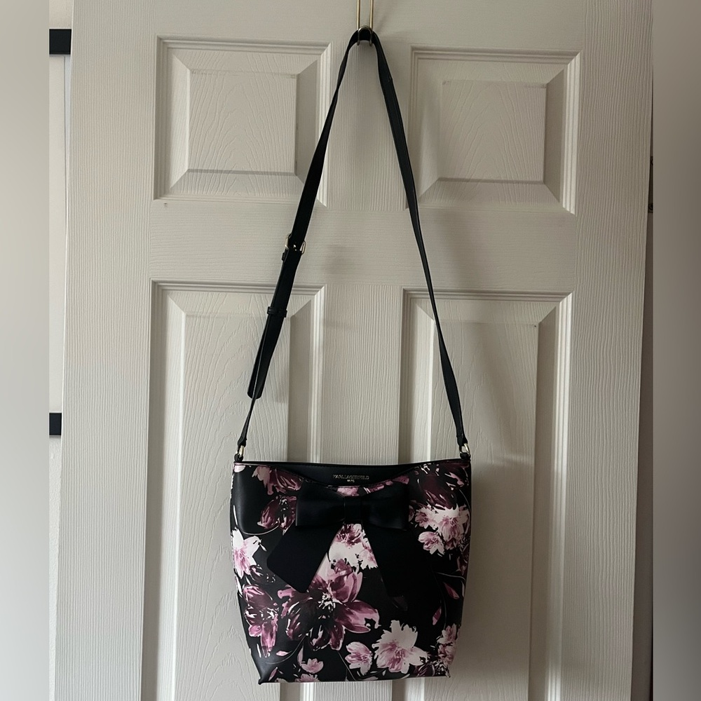 Karl Lagerfeld Floral Print and Bow Clemence Crossbody Bag - Picture 2 of 5